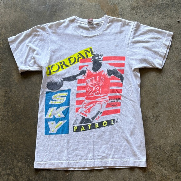 Vintage 90s Michael Jordan Sky Patrol T-Shirt Fruit of the Loom Mens Graphic - Picture 1 of 2